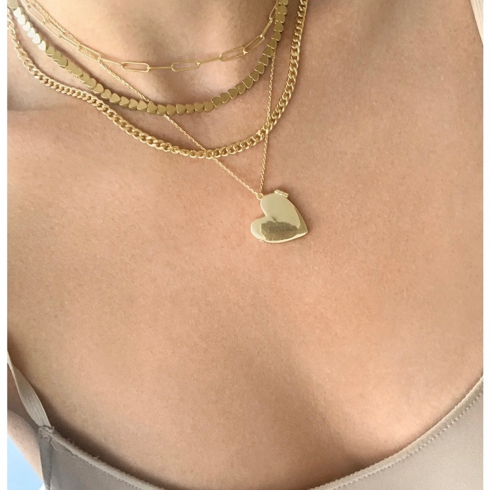 Adornia 14k gold-plated heart locket pendant necklace- NEW - Picture 4 of 6